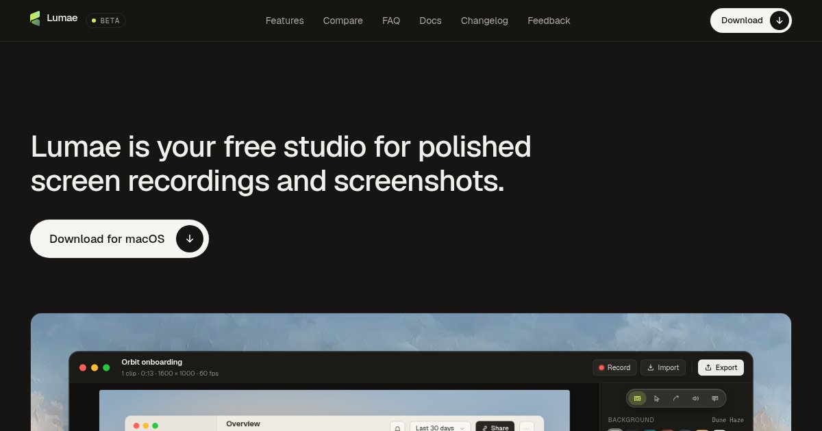 Lumae Native macOS screen-demo recorder that agents can edit over MCP