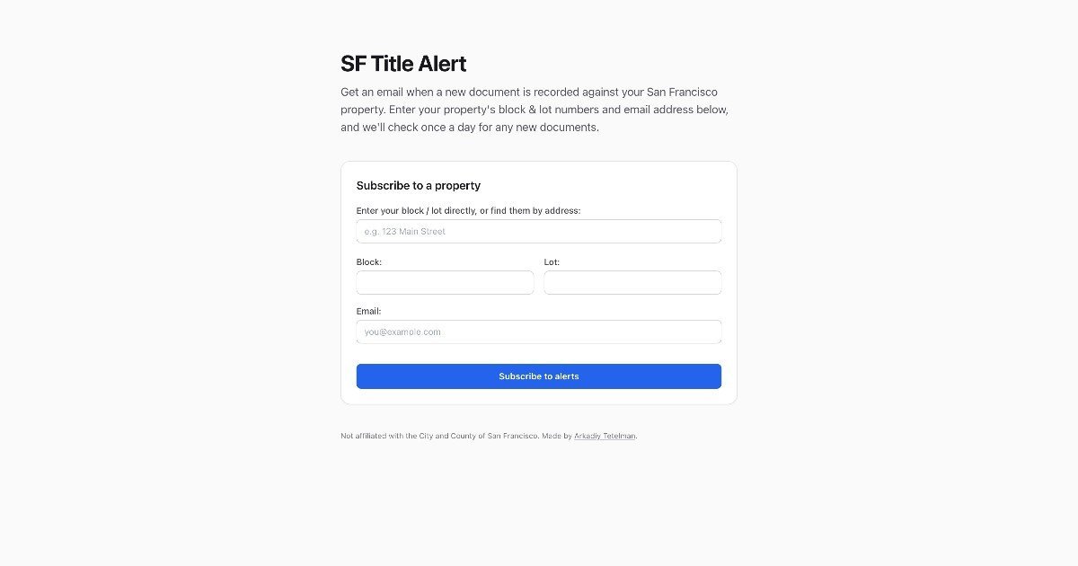 SF Title Alert